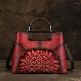 Evening Bags 2023 Genuine Leather Women Handbag Vintage Should Message Bag Handbags Designer Tote Retro