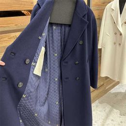 Luxury Coat Maxmaras 101801 Pure Wool Coat Max Wool Cashmere Coat Mara Navy Blue Camel Coat Long High end WomenMTSPVMZ5