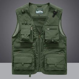 Men's Vests 14 Pockets Summer Men US Tactical Hiking Fishing Vest Mens Pographer Waistcoat Mesh Cargo Sleeveless Jacket Tool 231205