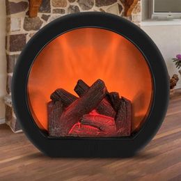 Mirrors Touch Sensor LED Lantern Flameless Fireplace Lamp Round Shape USB Battery Powered Simulated Fireplave Light Flame Lighting291h