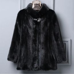 Women's Fur Faux Autumn Winter Womens Mink Coat Female Standup Collar Warm Ladies Soft Jacket Outwear Plus Size S9XL 231205