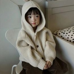 Cardigan 1-10 Years Toddler Baby Sweater Cardigans for Boys and Girls Hooded Knit Button Sweaters Jackets Children Fall Outerwear Coat 8 231206