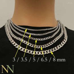 Chains 10 Pieces Stainless Steel Cuban Necklace For Men Women Tarnish Free Link Chain Heavy Curb Choker