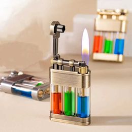 Large-capacity Transparent Oil Tank Kerosene Lighter Metal Old-Fashioned Retro Grinding Wheel Ignition Outdoor Windproof