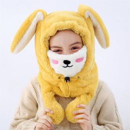 Winter Kids long rabbit ear hat Children Plush Thicken warm Ears Muff Boys Girls mask trapper hats A5312295d