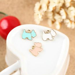 Pendant Necklaces Wholesle100PCS 14 11mm Animal Puppy Dog Shape Enamel Jewellery Charm Pendants Alloy DIY Bracelet Earring Necklace Keychain