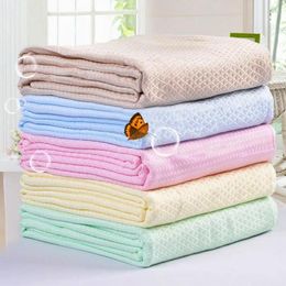 Blankets Bamboo Fiber Bed Sofa Blanket Summer Cool Plaid Waffle Cobertor Throw For Travel Gauze Bedding Adult Baby