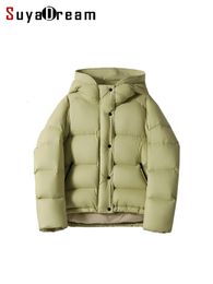 Womens Down Parkas Mens Vests SuyaDream Woman Hooded Coat 95%White Goose Fill Solid Quilted Winter Fall Warm Jacket 231206