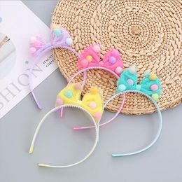 Girls pompoms Lace Bow Headbands Kawaii Hair Band for Children Hair Accessories