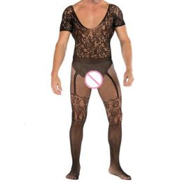 Man Pamas Costumes Sexy Lingerie Erotic Bodystocking Catsuit Plus Size Body Suit Male Crotchless Hot Sleepwear