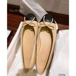 Designer Shoes Paris Brand Black Ballet Flats Women Spring Quilted Genuine Leather Slip on Ballerina Round Toe Ladies