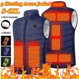 Men's Vests Electric Heated Jackets Men Women 9 Vest Zones Sportswear Coat Graphene Heat USB Heating Jacket For Camping 231205