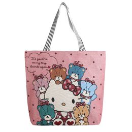Plush Toy Canvas Bags Jacquard Embroidery Cartoon Bag Cute One Shoulder Bag Net Red Womens Bag Handheld Student Shopping Bag For Girl Women 231262BF