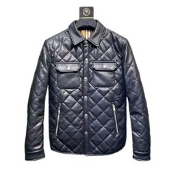 B23SS black designer jacket men long sleeve luxury PU leather jackets winter thick mens coat