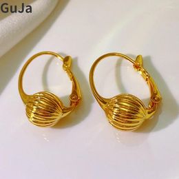 Hoop Earrings Modern Jewelry Personality Design Metallic Gold Color Ball For Women Girl Gift Fashion Accessories