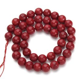 Shell, Bone, Coral 1Strand/Lot Round Red Coral Beads Natural Stone Fashion Jewellery For Making Diy Bracelet Necklace Drop Delivery Jewe Dhohe