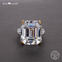 Shipei Natural Rectangle White Pink Sapphire Ring 925 Sterling Silver Sapphire Rings for Women Men Wedding Engagement203L