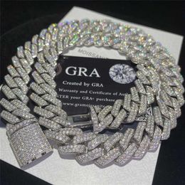 Designer Jewellery Stock Iced Out Vvs Moissanite Cuban Bracelet 925 Silver Bling Moissanite Diamond Cuban Link Chain Hip Hop Men Jew2697