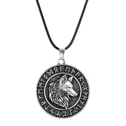 Pendant Necklaces Vintage Nordic Viking Pirate Necklace Round For Men Odin Mount Celtic Wolf Punk Male AccessoriesPendant221l