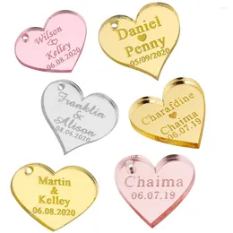 Party Favor 50pcs Personalized Gift Tag Wedding Tags Engraved Acrylic Mirror Cake Charms Baptism Chocolate Baby Shower