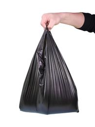 Large garbage bag portable Black kitchen vest type garbage bag with thick portable packaging