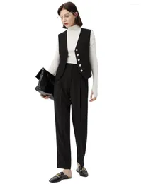 Women's Two Piece Pants Sleeveless Vest Suit Set Pieces Office Lady Party Casual Formal Tuxedos