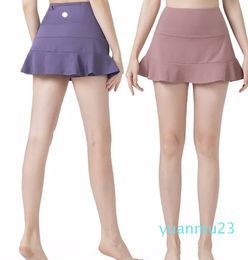lu Women Tennis SkirtSports Yoga Lined Shorts Zipper Pleated Golf Skirt Fitness Short Skirt with Pockets DQ8