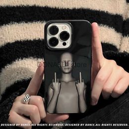 Cell Phone Cases Creative Funny Cyberpunk Gloss Black Phone Case For iPhone 11 13 14 15 Pro Max 12 Mini 7 8 Plus XS XR Cool Shockproof Bag Cover J231206