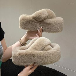 Slippers Women's Cushion Women Home Slides Fluffy Winter Warm Fashion House And Outdoor Shoes Zapatos De Mujer