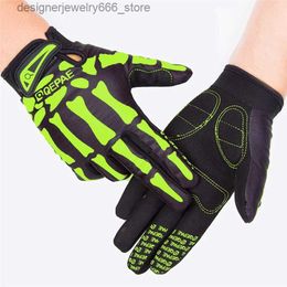 Five Fingers Gloves Qepae Skull Full Finger Cycling Gloves Men Breathable Outdoor Sport MTB Gloves Bicycle Bike Gloves S/M/L/XL/XXL Q231206