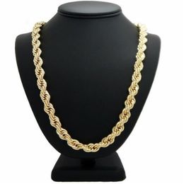 Hip Hop Rope Chain Necklace 14k Gold Plated 10mm 24 inch2374