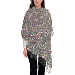 Scarves Women's Tassel Scarf Abstract Boho Mandala Pattern Long Winter Fall Shawl Wrap Bohemian Daily Wear Cashmere
