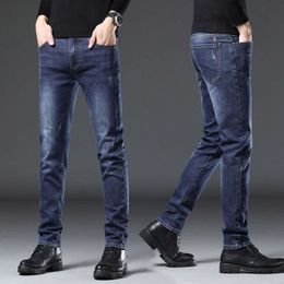 Autumn and Winter Jeans, Men's Thick Straight Fit Elastic Trendy Youth 2023 New Casual Long Pants, Versatile for Men