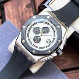 A Men watch elegant exquisite 44MM fully automatic mechanical movement mineral reinforced glass 316L stainless steel case leather strap luminous waterproof watch