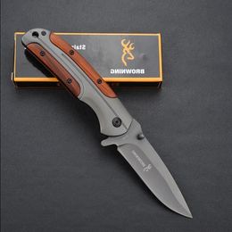 Browning Tool Folding Knife 3Cr13 Blade Rosewood Titanium Handle Fast Open Pocket Hunting DA43 Tactical Knives Camping Survival Dogro