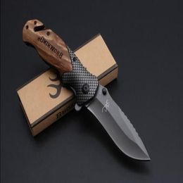 Xmas Titanium Survival Tactical Knife Folding Flipper 5Cr15Mov Wood Pocket Browning X50 Hunting Handle Camping Collection Xkick