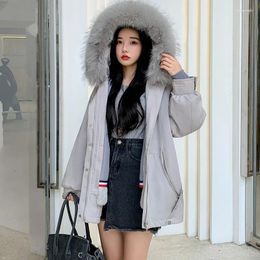 Women's Trench Coats Young Man Parka Mid-Length Faux Fur Coat Rex Liner Detachable Toka Collar