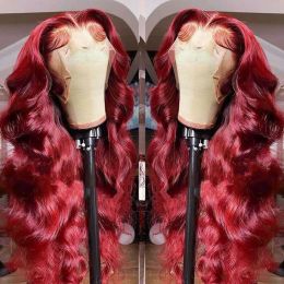 99J Burgundy Body Wave Lace Pront Human Hair Rigs 30 Inch HD Lace Wig HD Lace Brontal Front