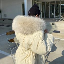 Womens Down Parkas Mens Vests White Duck Jacket Big Fur Raccoon Long Over The Knee Winter Warm Thicken Coat Female 231206