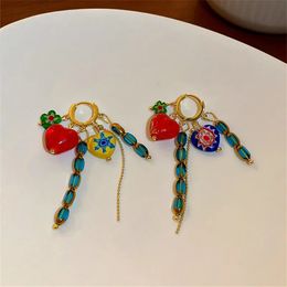 Charm Geometric Full Colour Beads Heart shaped Earclip Earrings For Women's Accessories Bohemia Personality Hoop Earring Party Jewelry 231205