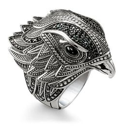 Hip Hop Personality Retro Jewelry 925 Sterling Silver Fashion Eagle Ring Female Wedding Bird Wedding Band Ring For Men Gift2977