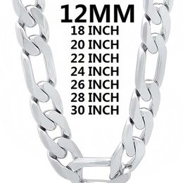 solid 925 Sterling Silver necklace for men classic 12MM Cuban chain 18-30 inches Charm high quality Fashion Jewellery wedding 220222207M