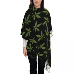Scarves Women's Tassel Scarf Green Smoke Leaf Sativa Leaves Large Soft Warm Shawl And Wrap Gifts Cashmere