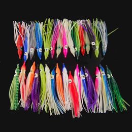 50pcs 12cm Soft Plastic Octopus Fishing Lures For Jigs Mixed Colour Luminous Silicone Octopus Skirt Artificial Jigging Bait246m