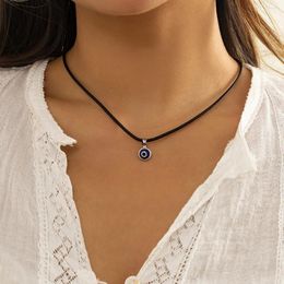 Pendant Necklaces Jewellery Versatile Devil's Eye Personality Wax Line Necklace Simple Blue Female