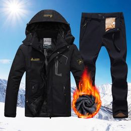 Other Sporting Goods Skiing Suits Winter Ski Suit Men Snowboard Fleece Jacket Pants Thicken Warm Waterproof And Snowboarding Sets Snow Suits Male 231205