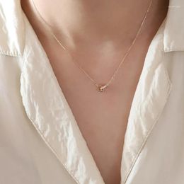 Chains S925 Sterling Silver Gold-plated Interlocking Pendant Fashionable And Luxurious Versatile Collarbone Necklace For Women