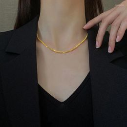 Chains Gold Colour Sparkling Clavicle Chain Choker Necklace Collar For Women Fine Jewelry Wedding Party Birthday Gift