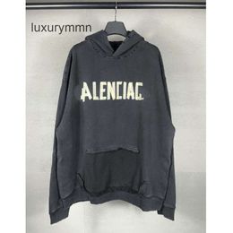 Balenciiaga Hoodies Hoodie Sweater High Version Paris Tape Direct Spray Men Sweaters Printing Washed Worn Out Men's Women's Hooded Aristocratic Family IXOE