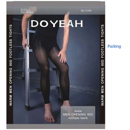 D Men S Sexy Opening Footless Tights Thickened Mat Pantyhose Warm Leggings Comfort For Male Spring And Autumn DOYEAH